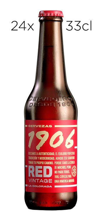 Caja de 24 Tercios Cerveza Estrella Galicia 1906 Red Vintage La Colorada