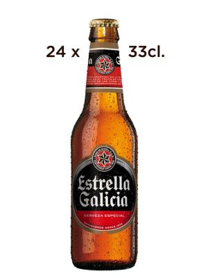 Bière Estrella Galice. Carton de 24 bouteilles de 33cl.