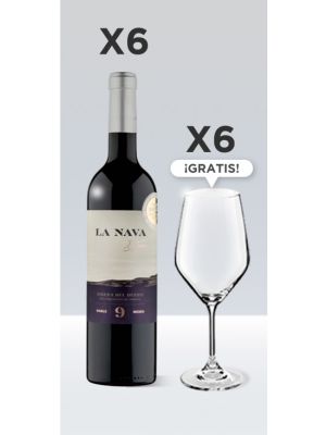 Pack de 6 Vino Tinto La Nava by Tudanca + 6 copas Enobar GRATIS