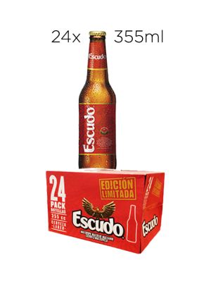 Caja 24 Cervezas Escudo Lager Chilena de 355ml.