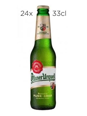 Pilsner Urquell Bier. Schachtel mit 24 Flaschen 33Cl.