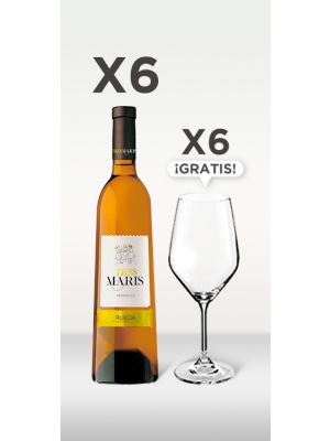 Pack de 6 Vino Blanco Tres Maris Verdejo + 6 copas Enobar GRATIS
