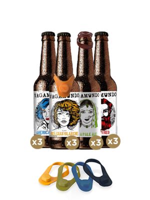 Pack de 12 Cervezas Vagamundo + Macadores Vacu Vin