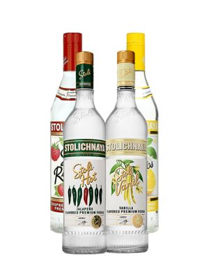Vodka Stolichnaya de Citros, Raspberi, Hot Jalapeños y Vanil